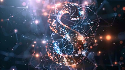 Aufkleber - Digital representation of global connectivity and data exchange. Abstract network graphics, futuristic visualisation. Concept of Internet and technology. AI