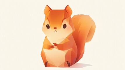 Sticker - Illustration of a cute origami squirrel icon in cartoon style perfect for web design