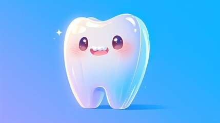 Wall Mural - A 2d illustration design of a single tooth character set apart and highlighted as an isolated icon