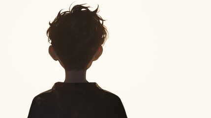 A boy s silhouette in 2d format set against a clean white background