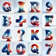 © vector_master - Glass letters in France flag colors lettering. AI generated illustration