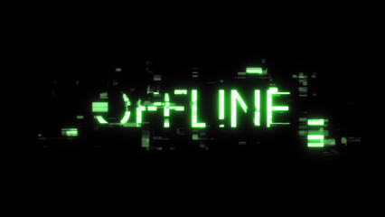 Aufkleber - 3D rendering offline text with screen effects of technological glitches