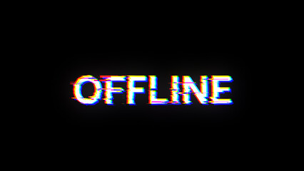 Poster - 3d rendering offline text with screen effects of technological glitches