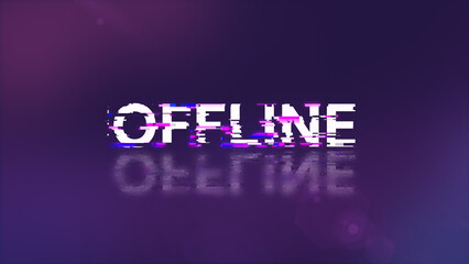 Poster - 3d rendering offline text with screen effects of technological glitches