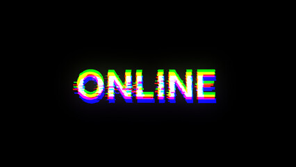 Aufkleber - 3D rendering online text with screen effects of technological glitches