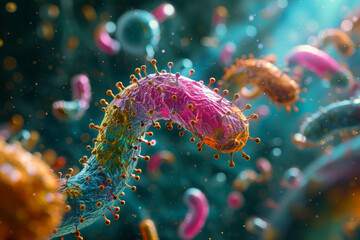 Poster - a visualization of the molecular structure of viruses or bacteria responsible for causing infectious