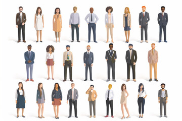 Multinational business team. Set of characters of men and women of different ages and races dressed in business suits 3D avatars set vector icon, white background, black colour icon