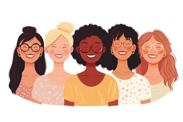 Wall Mural - A group of women wearing glasses standing next to each other