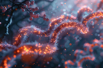 Poster - A visualization of the molecular mechanisms underlying disease progression, elucidating the role of genetic and environmental factors.  Generative Ai.