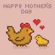 Mother hen with her baby, mother's day pixel art