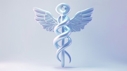 Canvas Print - A whimsical cartoon rendition of the Caduceus medical symbol icon is displayed against a clean white backdrop