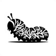 Caterpillar; silhouette, animal graffiti tag, hip hop, street art typography illustration.