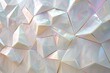 : A luminous pearl white surface with cascading folds that morph into overlapping hexagons, bathed in a soft neon glow.