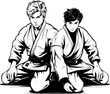 Dynamic Duo Martial Artist Symbol Yin Yang Warriors Vector Design