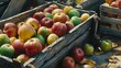 Apple Orchard Medley: A Rustic Wooden Bowl Filled with a Variety of Apples, a Delicious Reminder of Nature's Abundance
