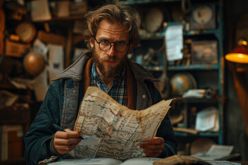 Poster - A researcher analyzing data and drawing conclusions, advancing the collective understanding of a particular field. Concept of academic contribution. Generative Ai.