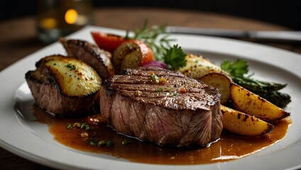 Wall Mural - beef with potatoes and vegetables