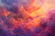 : A tapestry of fiery clouds at sunset, with shades of orange, pink, and purple blending seamlessly.