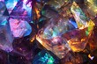A background with a view of colors on a crystal surface lit in polarized light. .