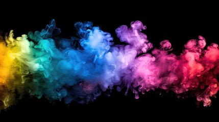 Poster - colorful smoke on black background