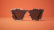 Blank mockup of classic rectangular sunglasses with a patterned frame and polarized lenses .