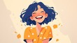 © AkuAku - 2d illustration of a cheerful young woman s animated laughter in a cartoon style