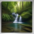 A tranquil waterfall hidden in a lush, green forest1