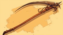 The Village Scythe Is A Rustic Wooden Tool With A Sharp Blade Used For Mowing Grass Symbolizing The Fruitful Rural Harvest And The Preparation Of Food For Animals It Is Often Depicted In Car