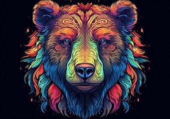 Wall Mural - character bear head close up. Full color illustrations.