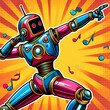 Colorful Popart Cartoon Dancing Artificial Intelligence Robot