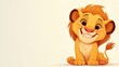 An amusing cartoon lion set against a white backdrop