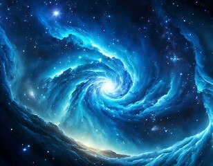 Wall Mural - electric blue galaxy with a multitude of stars twinkling in the background, resembling a midnight sk
