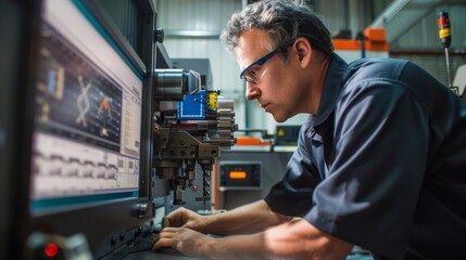 A hightech machinist runs adjustment checks on a new piece of equipment using advanced measuring tools and computerized systems to ensure accuracy and efficiency in the production .