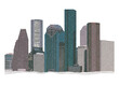 City with skyscrapers png, ripped paper collage element on transparent background