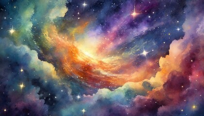 Wall Mural - beautiful cosmic masterpiece of colorful galaxies, filled with countless stars and distant astronomi