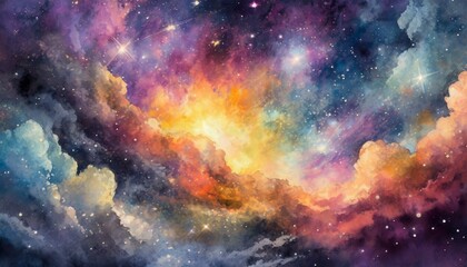 Wall Mural - beautiful cosmic masterpiece of colorful galaxies, filled with countless stars and distant astronomi