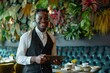 smiling waiter using tablet in cafe symbolizing motivation success and goaloriented mindset