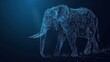 Elephant low poly model, African animal polygonal wireframe AI generated