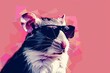 stylish mouse in sunglasses faceted animal portrait digital art
