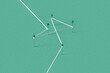 © Yaroslav Danylchenko/Stocksy - Push pins connected with white string on green background