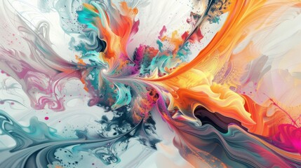 Bright artistic splashes. Abstract painting color texture. Modern futuristic pattern. Multicolor dynamic background. Fractal artwork for creative graphic design