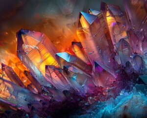 Canvas Print - A close up of a colorful crystal with many different colors. Generative AI.