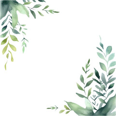 Elegant Watercolor Greenery Frame