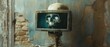 A modern critique of consumption, a skeleton with a highdefinition monitor head, a single eye on the screen