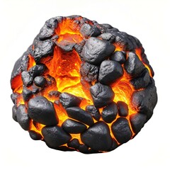 Wall Mural - lava coal on a white background