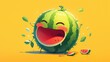 The watermelon 2d character sporting a delightful wow expression