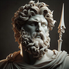 Wall Mural - Illustration of a Renaissance marble statue of Hades. He is the king of the underworld, God of the dead and riches, Hades in Greek mythology, known as Pluto in Roman mythology.