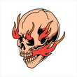 burning skull tattoo vector design