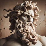 Fototapeta  - Illustration of a Renaissance marble statue of Hades. He is the king of the underworld, God of the dead and riches, Hades in Greek mythology, known as Pluto in Roman mythology.