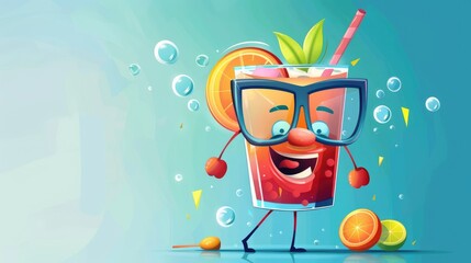 Wall Mural - Illustration of a student cocktail character in a playful cartoon style presented in 2d format